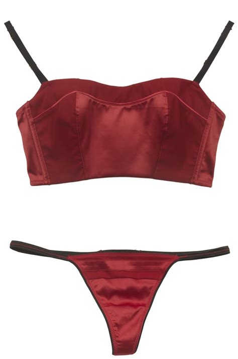OnGossamer Corsalette Red Satin Bra And Thong Valentine S Day Lingerie POPSUGAR Fashion Photo