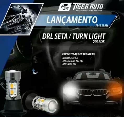 Kit Par Lâmpada Led Drl Seta Tiger Auto Brinde Mercado Livre