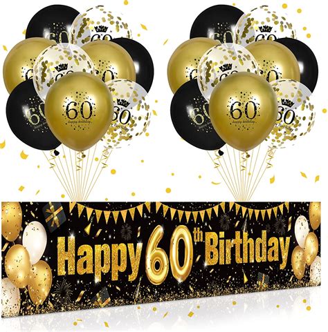 60th Birthday Decorations For Men Women Black And Gold