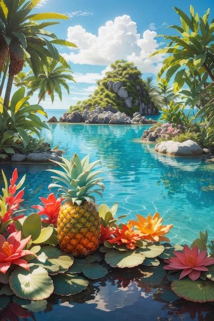 Premium Photo Pineapple Oasis A Serene Tropical Paradise In Island