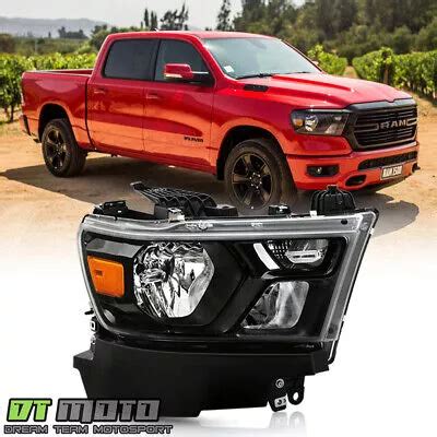 2019 2022 Dodge Ram 1500 Halogen W black Bezel Headlight Tkm Envío gratis