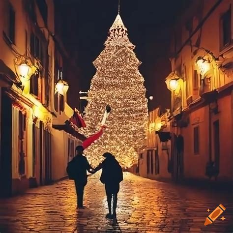 Foto De Un Hombre Durmiendo En La Calle Decorada De Navidad En Puerto