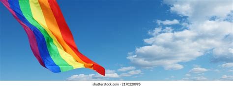 Rainbow Flag On Sky Background Lgbt Stock Photo Shutterstock