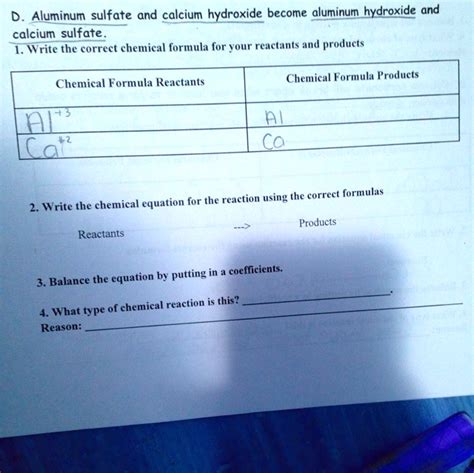 SOLVED Write The Correct Chemical Formula For Your Reactants And