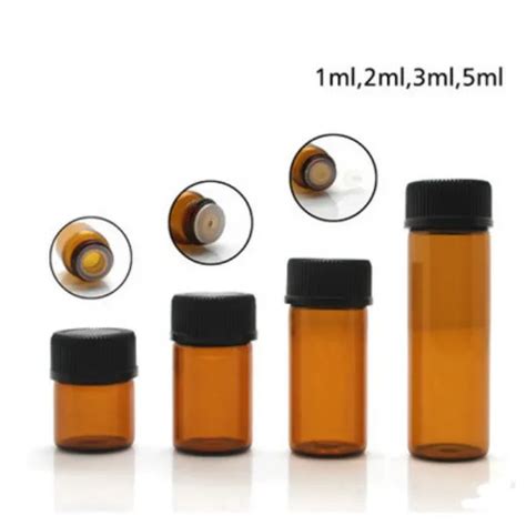 New Ml Ml Ml Ml Mini Amber Glass Essential Oil Bottle Orifice Brown