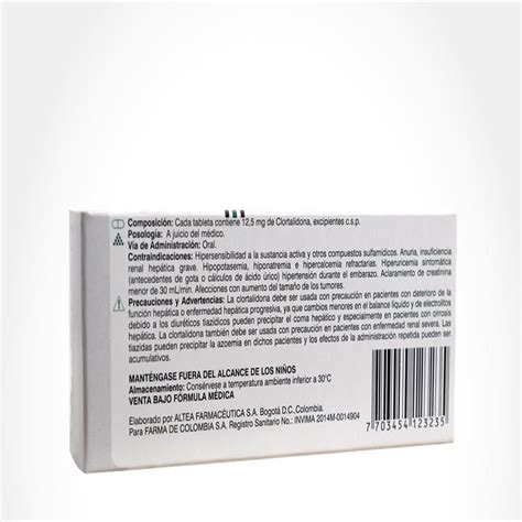 Hidroten Clortalidona 12 5 Mg Tab Oral Caj 30 Tab Carulla