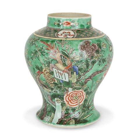 At Auction A Chinese Famille Verte Baluster Pheasant And Peony Jar