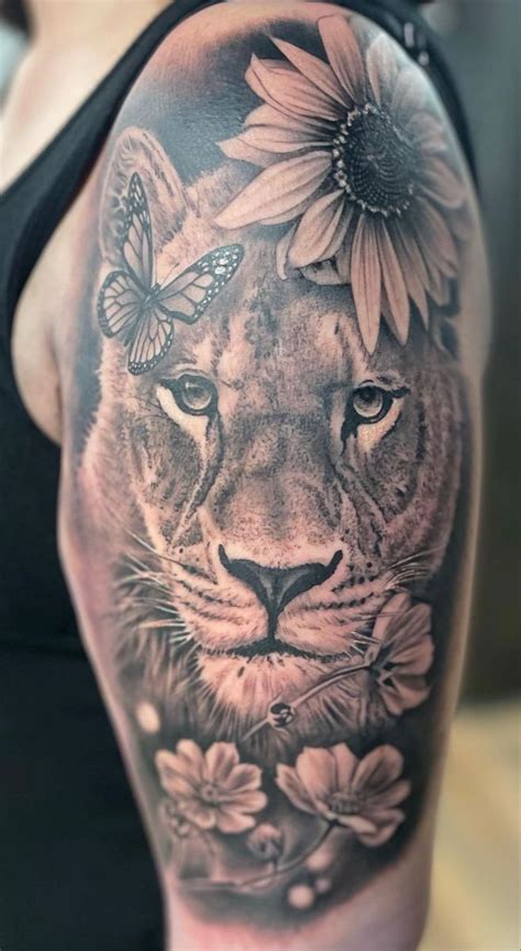 Lion Arm And Back Tattos For Girl Lioness Tattoo Lion Tattoo Upper