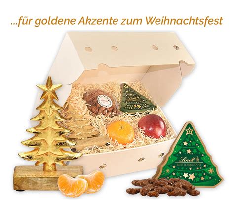 Goldtanne Geschenkbox Weihnachtsgeschenk Hansen Obst