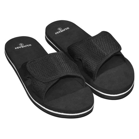 Buy LIVEASY ESSENTIALS MEN'S DIABETIC & ORTHOPEDIC VELCRO SLIPPERS - BLACK - SIZE UK 10 Online ...