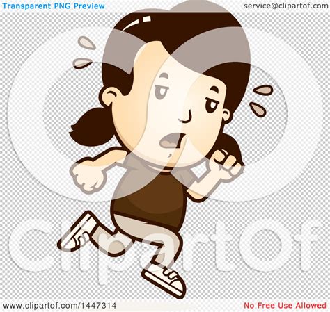 Clipart Of A Retro Tired Caucasian Girl Running Royalty Free Vector