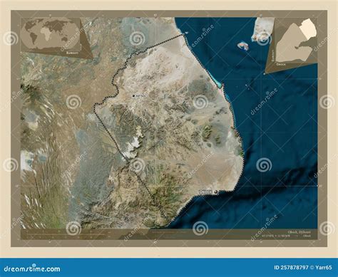 Obock Djibouti High Res Satellite Labelled Points Of Cities Stock