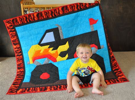 Monster Truck Quilt Pattern Multiple Sizes For Baby And Big Etsy Uk