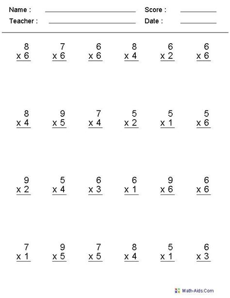 Single Digit Multiplication And Division Worksheets