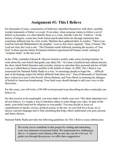 This I Believe Essay 30 Examples Format How To Write Pdf