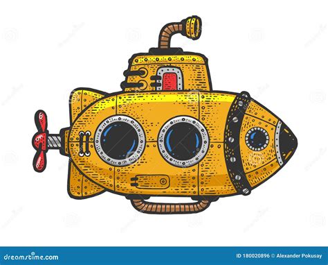 Steampunk Submarine In The Ocean Cartoon Vector