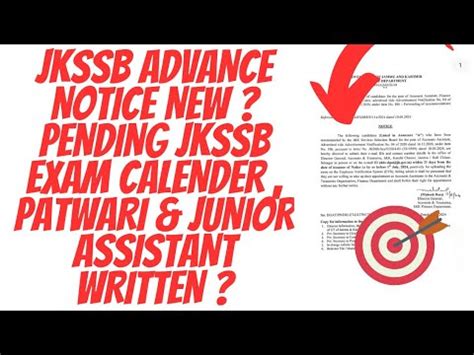 Jkssb Advance Notice New Pending Jkssb Exam Calender Patwari