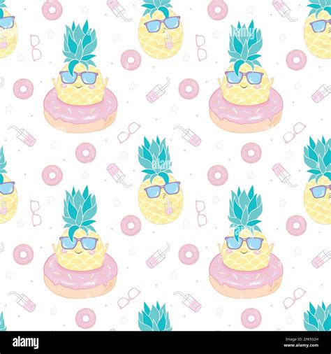 Simple Cute Seamless Pattern With Pineapples Vector Seamless Pattern