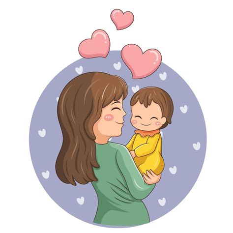 Ilustraci N Del Personaje De Dibujos Animados Madre Y Beb Vector