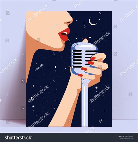 31 Woman Singing Into Microphone Side Stock Vectors Images And Vector Art Shutterstock