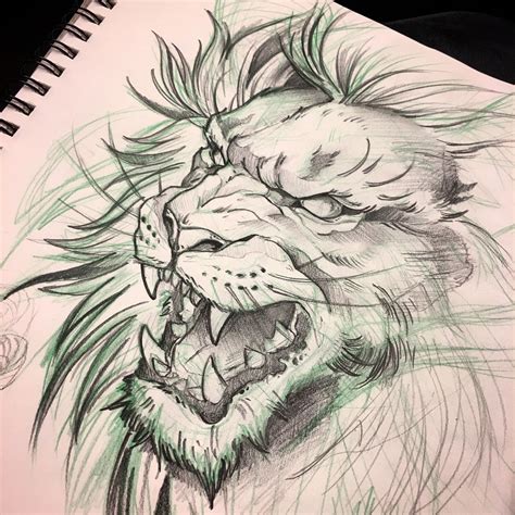 Roaring Lion Tattoo Drawing