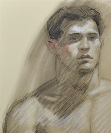 Mark Beard MB Figurative Charcoal Drawing On Paper Of Male Nude Model At StDibs