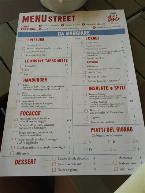 Menu Da Pesce Baracca Forte Dei Marmi Via Achille Franceschi