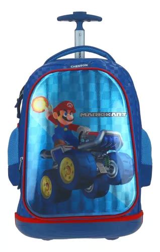 Mochila Con Ruedas Grande Azul Chenson Mario Bros Primaria M Envío gratis