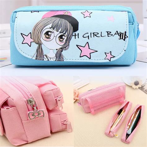 Kawaii Girl Pencil Case School Cute Pencil Box Pencilcase Big Capacity PU Leather Cosmetic Bag ...