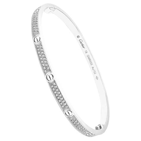 Cartier Love Pave Diamond Small Model White Gold Bangle Bracelet At 1stdibs