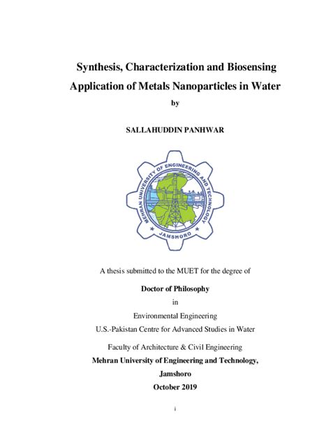 Fillable Online Prr Hec Gov Synthesis Characterization And Biosensing