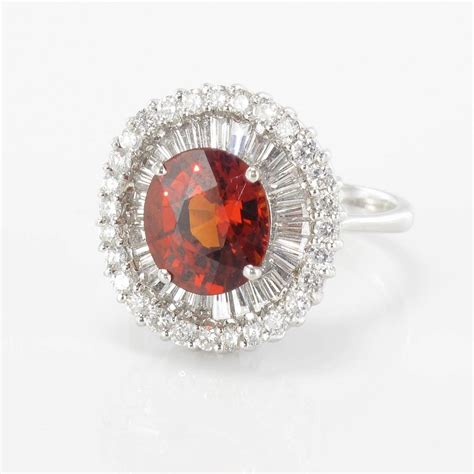 Incredible Spessartite Orange Garnet Diamond Gold Ring For Sale At 1stdibs