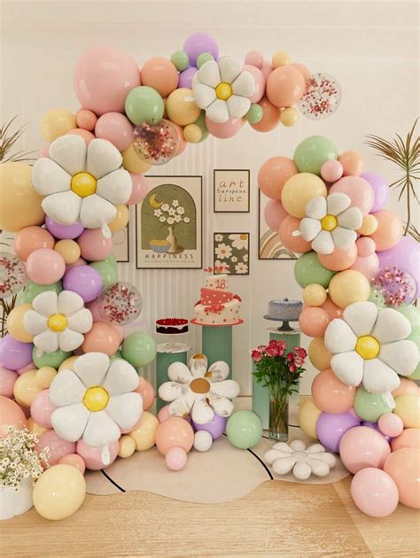 Bohemian Daisy Balloon Garland Kit Vintage Grey And Pink Color Palette