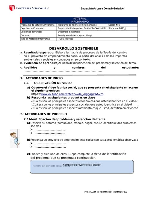 Desarrollo Sostenible Resultado Esperado Elabora La Matriz De