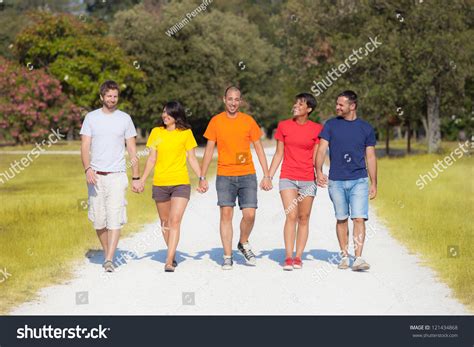 Group Friends Walking Outside Stock Photo 121434868 Shutterstock