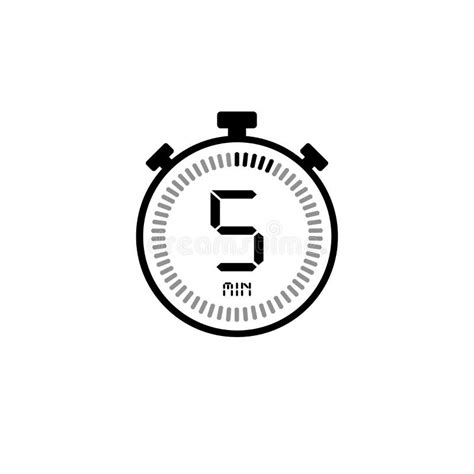 The 5 Minutes Stopwatch Icon Digital Timer Clock Watch Timer Countdown Symbol Stock Vector