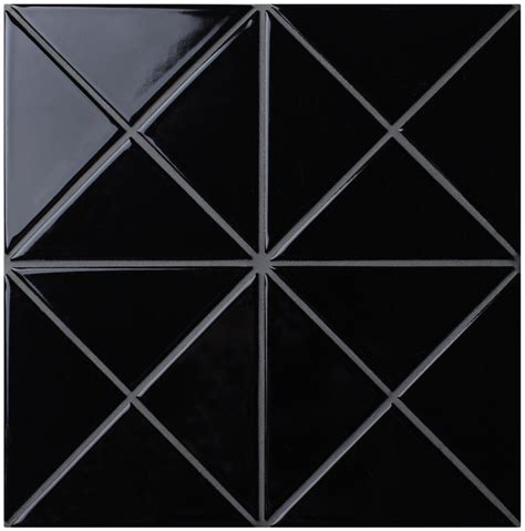 4 Cross Junction Glossy Black Triangle Tile Backsplash Ant Tile