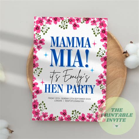 Mamma Mia Hen Bachelorette Party Invitation Itinerary Canva Template 4