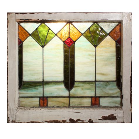 Striking Antique American Arts & Crafts Stained Glass Window, Slag ...