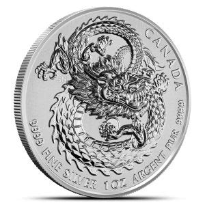 Oz Silver Canadian Lucky Dragon High Relief Coins Silver