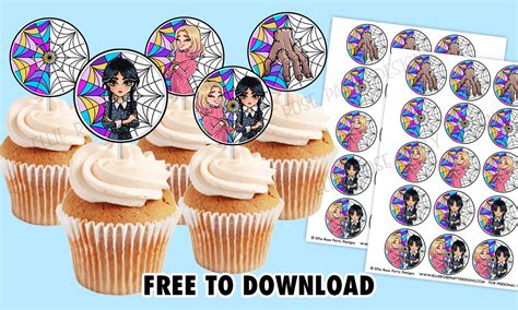 Free Wednesday Addams Cupcake Topper Printables