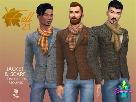 SimmieV Fall21 Jacket With Scarf In 2024 Jackets Sims 4 Clothing