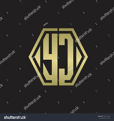 Yc Logo Monogram Hexagon Line Rounded Stock Vector Royalty Free