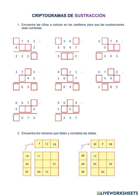 Los Criptogramas De Sustracci N Worksheet