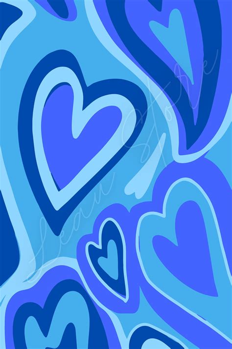 Blue Preppy Heart Digital Download Digital Print Preppy Etsy