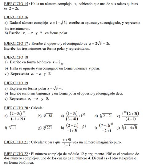 Las Matemáticas en el IES VICTORIA KENT EJERCICIOS COMPLEJOS 1 BCTO