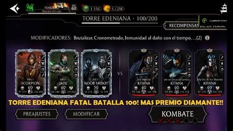 Mortal Kombat Mobile Torre Edeniana Fatal Batalla Cuarta Vuelta