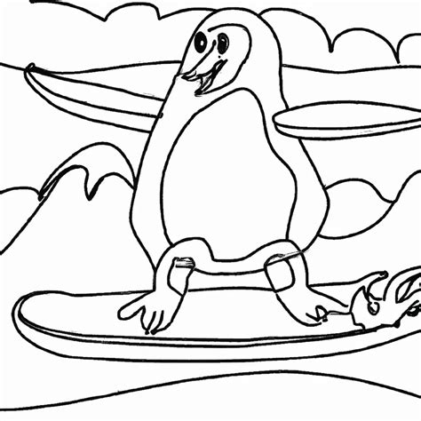 Surfando Os Pinguins Desenhos Para Imprimir E Colorir