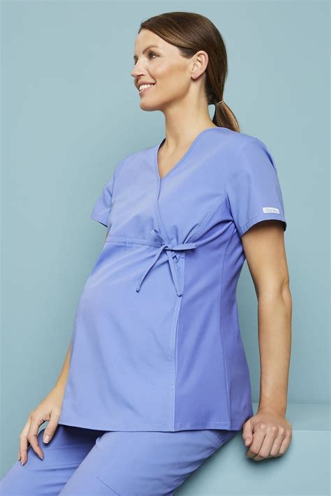 Womens Cherokee Maternity Mock Wrap Scrub Top 2892 Ciel