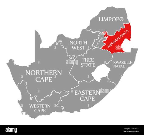 Mpumalanga Red Highlighted In Map Of South Africa Stock Photo Alamy